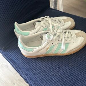 Adidas Samba White and Light Green Sneakers